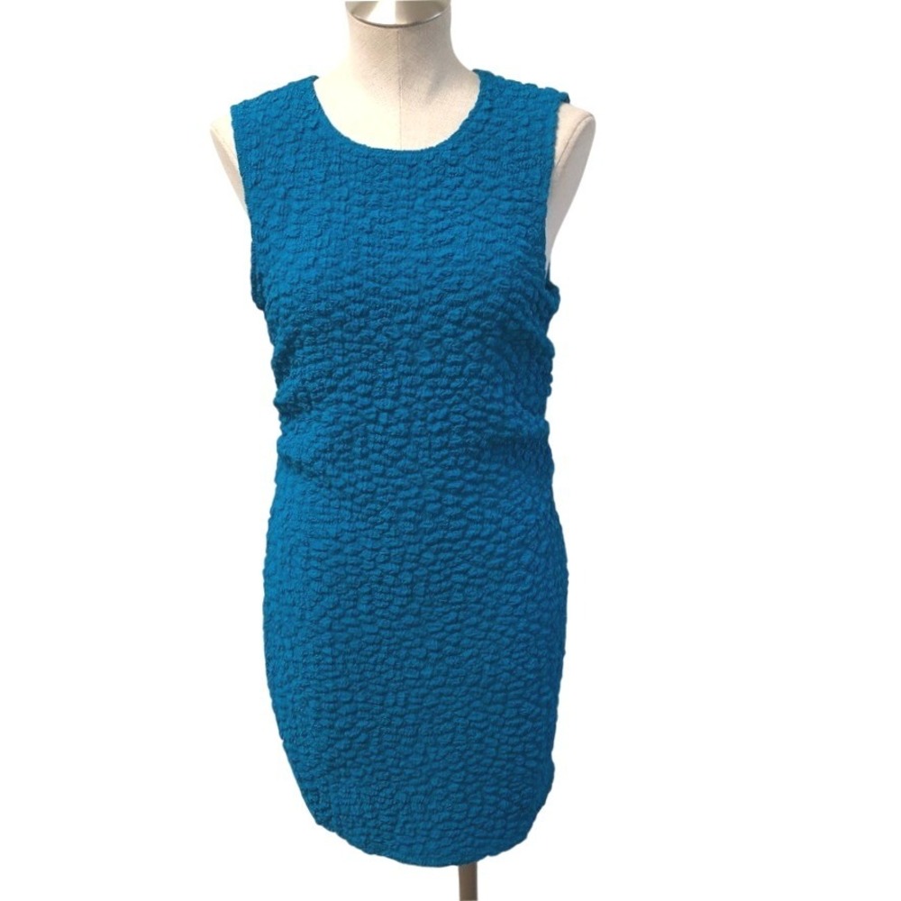 Anthropologie Popcorn Textured Dress Womens Medium Blue Sleeveless OB228536